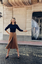 Truffle Brown Chino Belted Paulette Skirt