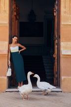 Ocean Mist Colorblock Linen Hailey Maxi Dress
