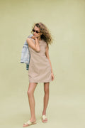 Mocha Gingham Yvette Mini Dress