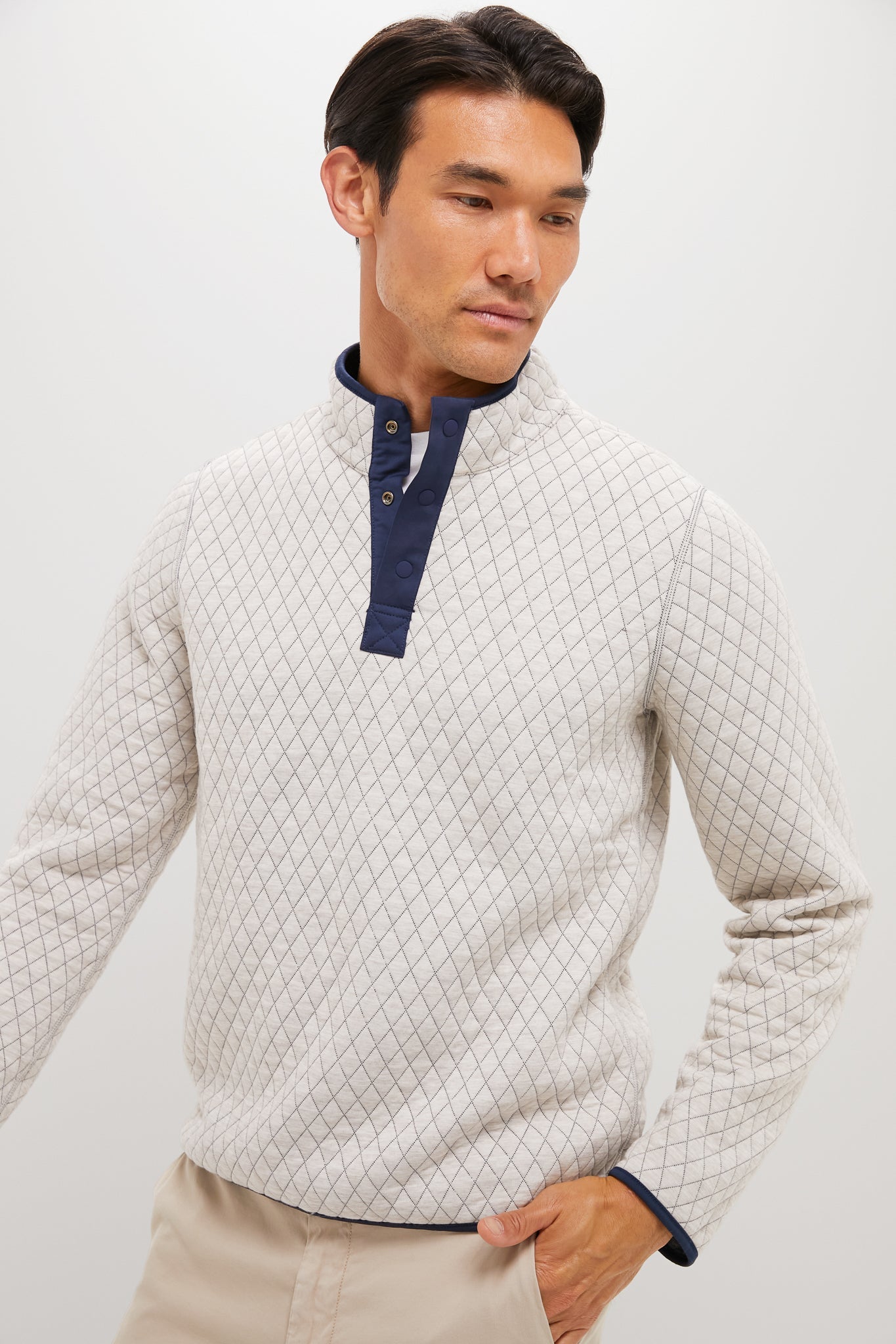 Navy Oat Corbet Reversible Pullover