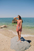 Scarlet Stripe Mini Bermuda Terrycloth Coverup