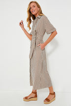 Brown Gingham Seersucker Zacara Dress