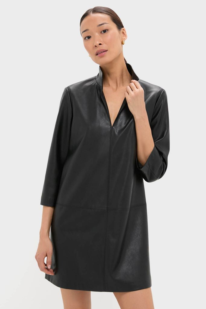Black Leather Clifton Dress