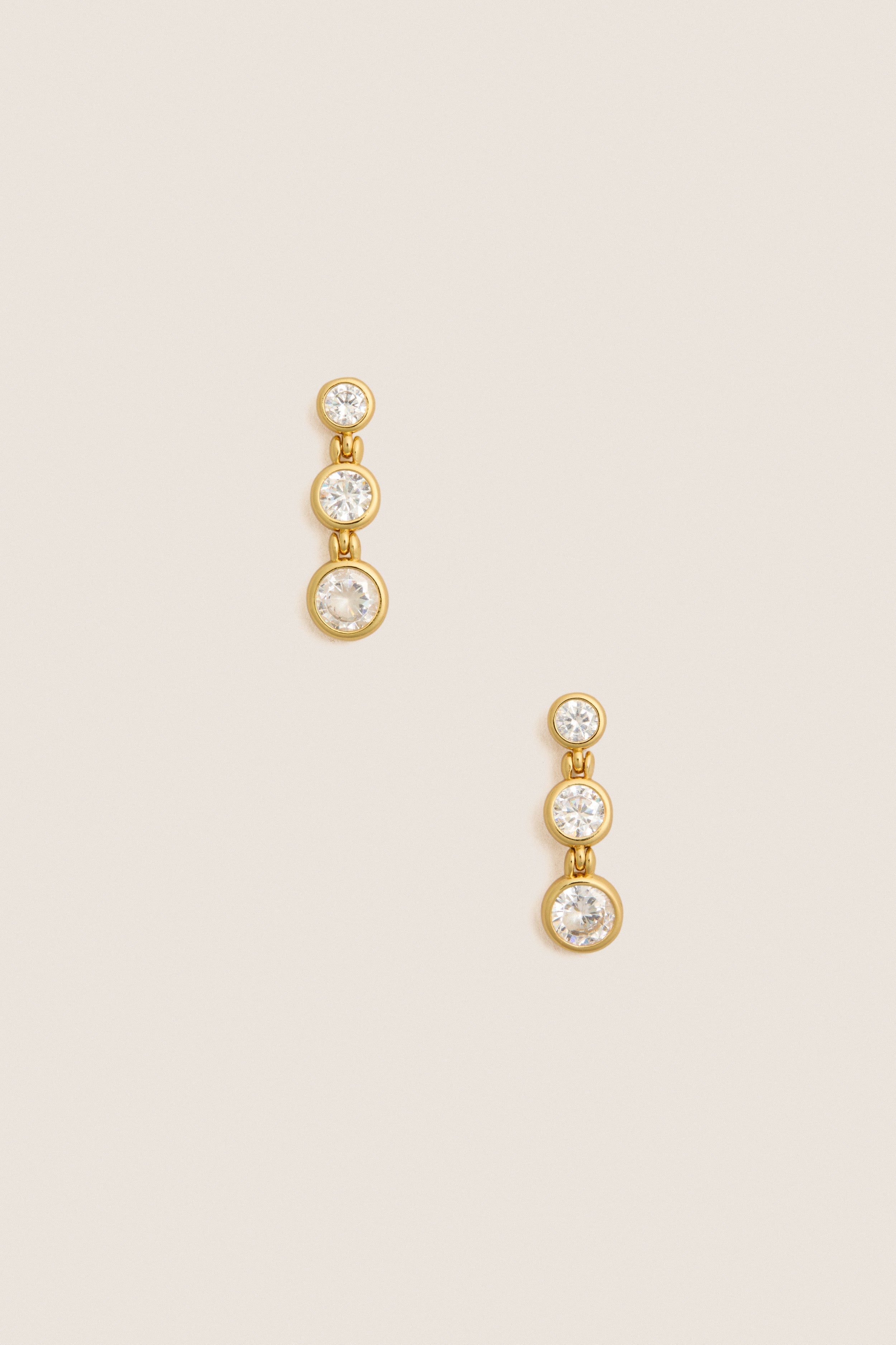 Gold Bezel Mini Drop Earrings