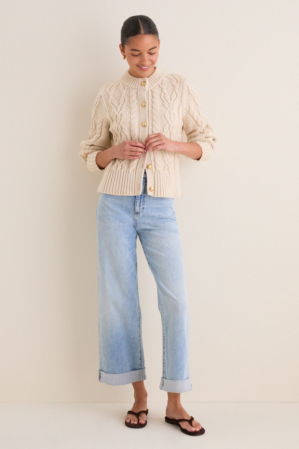 Sandstone Cotton Colette Cardigan