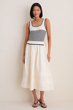 Exclusive Cream Striped Midi Dress