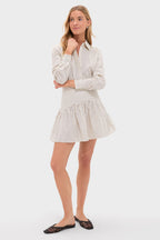 Ivory and Dark Oak Micro Stripe Rocco Mini Dress