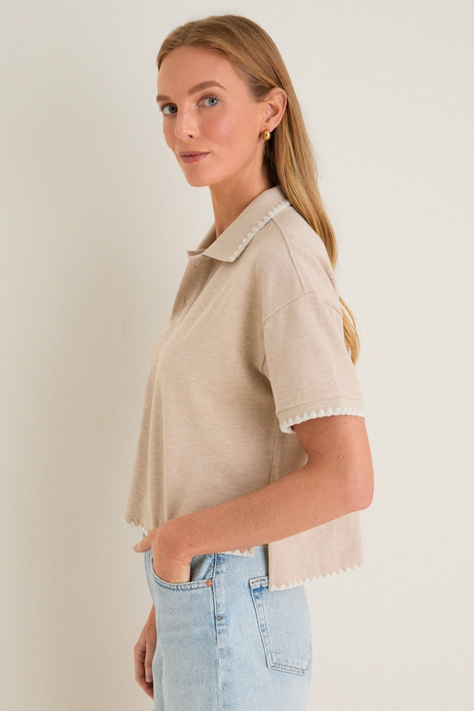 Sandstone Pique Holmes Boyfriend Polo