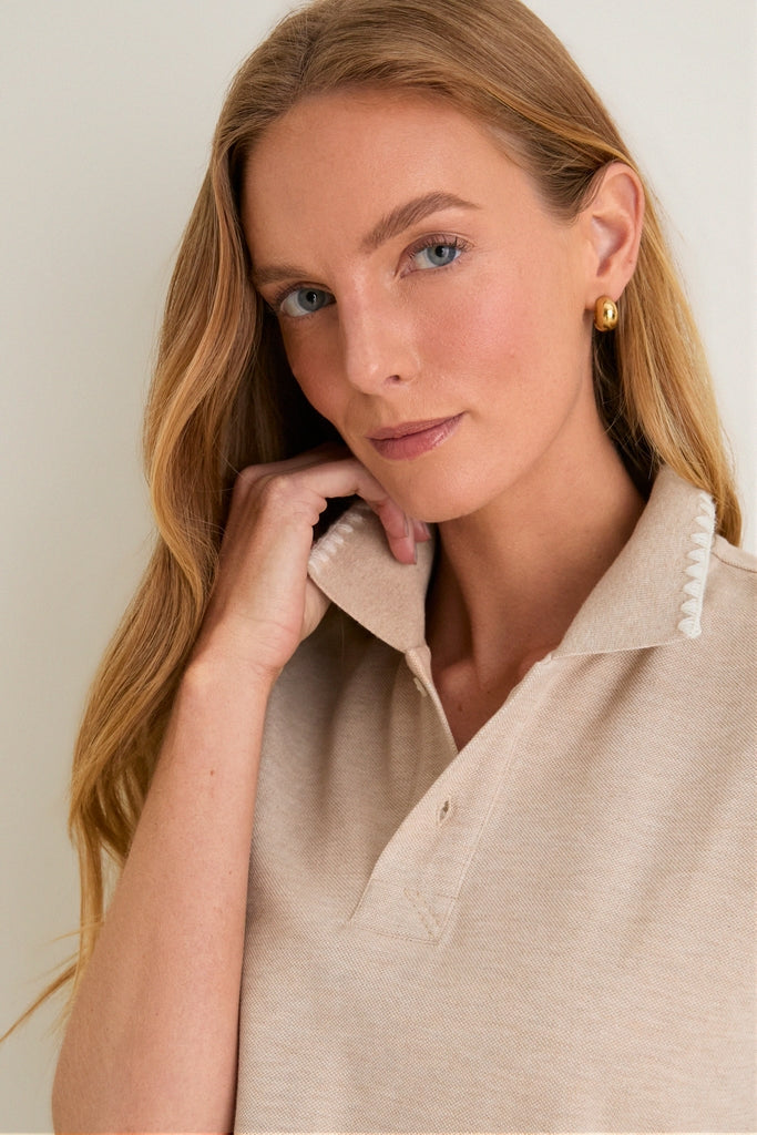 Sandstone Pique Holmes Boyfriend Polo