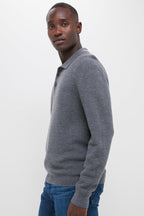 Charcoal Merino Waffle Polo