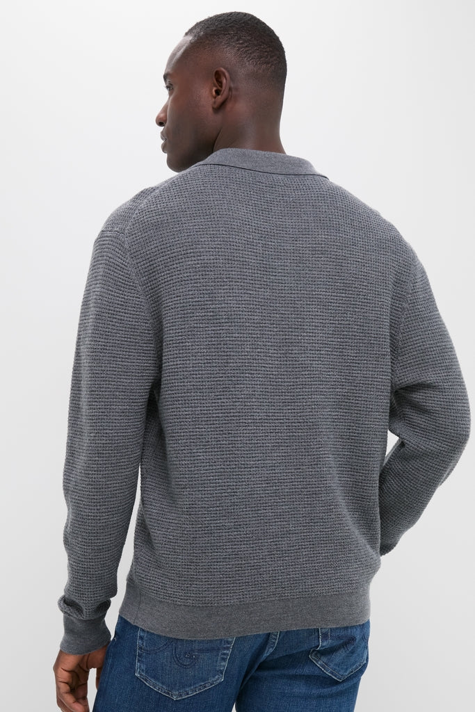 Charcoal Merino Waffle Polo