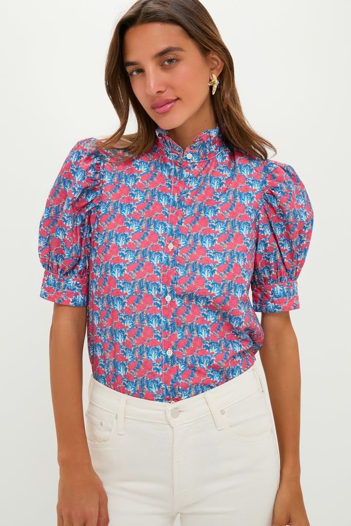 Red & Blue Floral Louisa Blouse