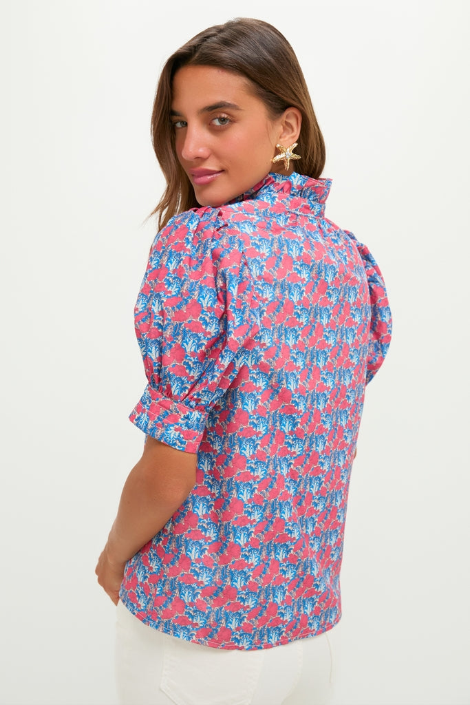 Red & Blue Floral Louisa Blouse