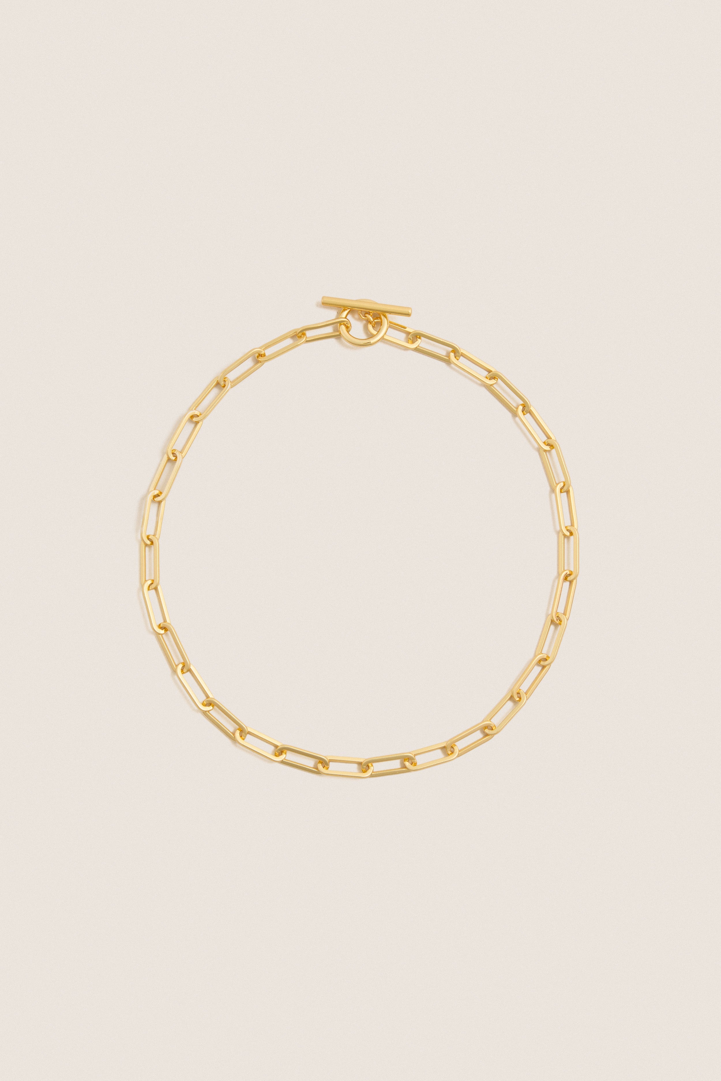Gold Paperclip Toggle Clasp Necklace