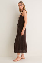 Chocolate Brown Knit Anne Midi Dress