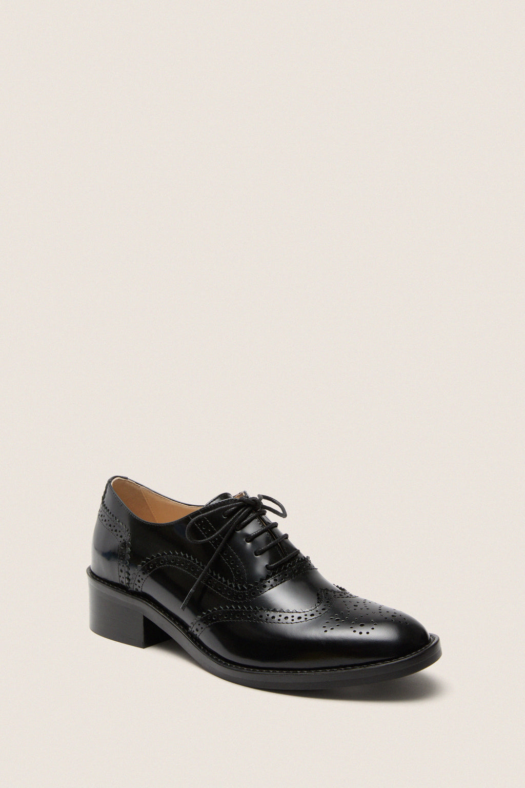 Black Leather Brogue Oxford Shoes