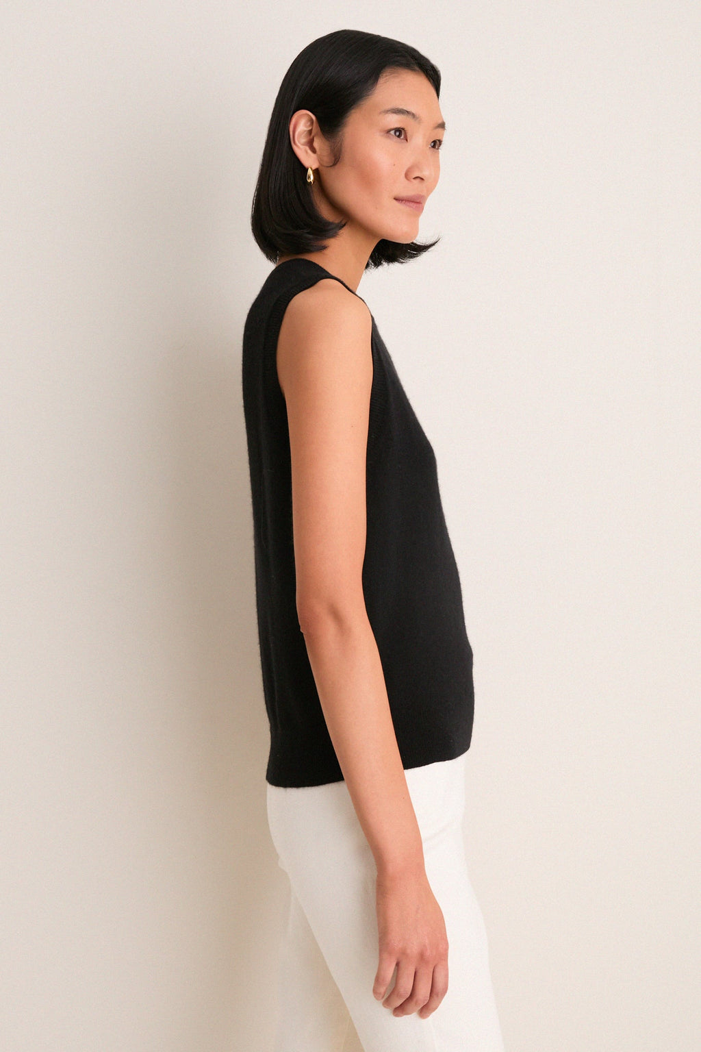 Black Cashmere Sleeveless Ava Shell