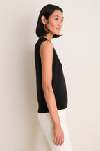 Black Cashmere Sleeveless Ava Shell