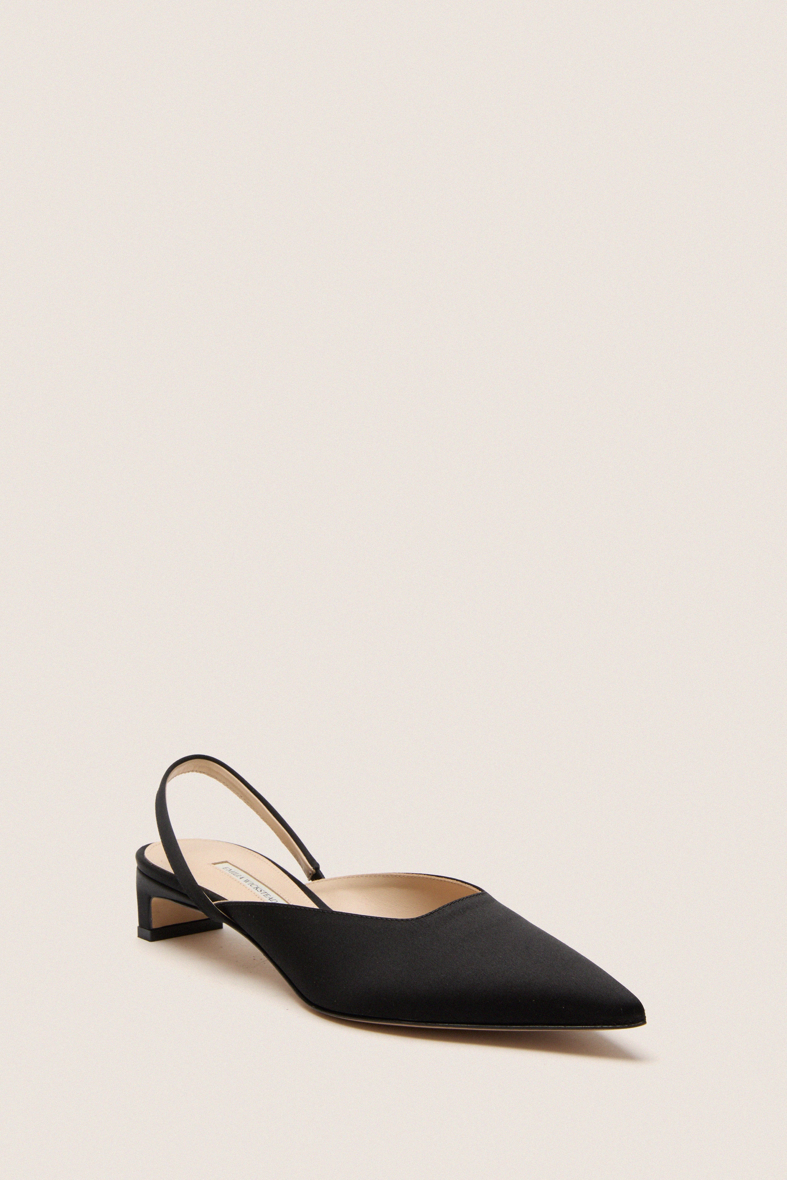 Black Satin Kaori Kitten Heels