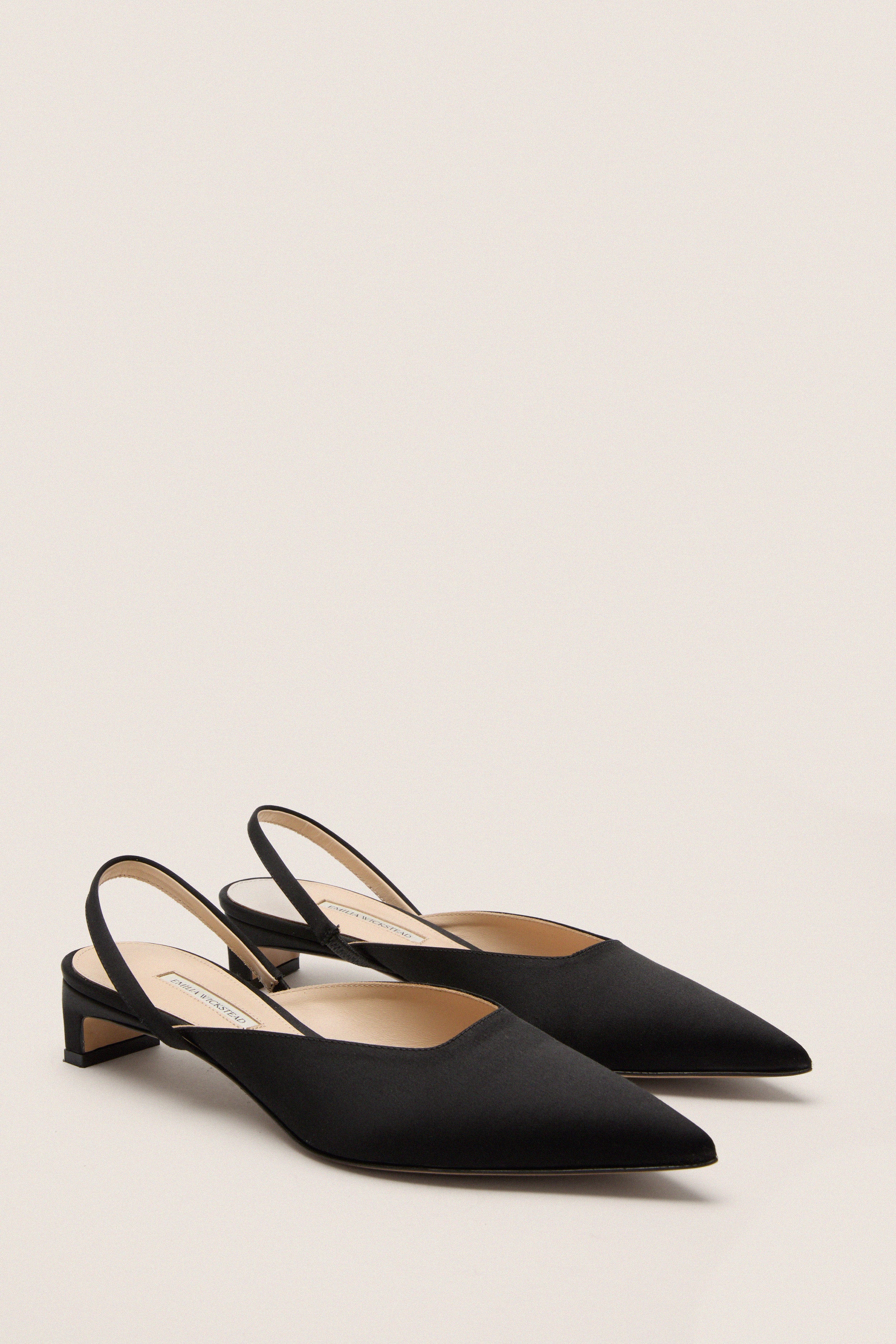 Black Satin Kaori Kitten Heels