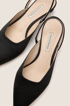 Black Satin Kaori Kitten Heels