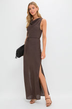 Chocolate Serine Maxi Dress