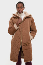 Light Taupe and Cocoa Dust Theia Reversible Coat