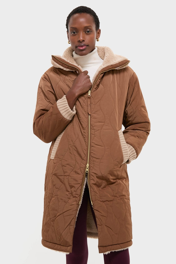 Light Taupe and Cocoa Dust Theia Reversible Coat