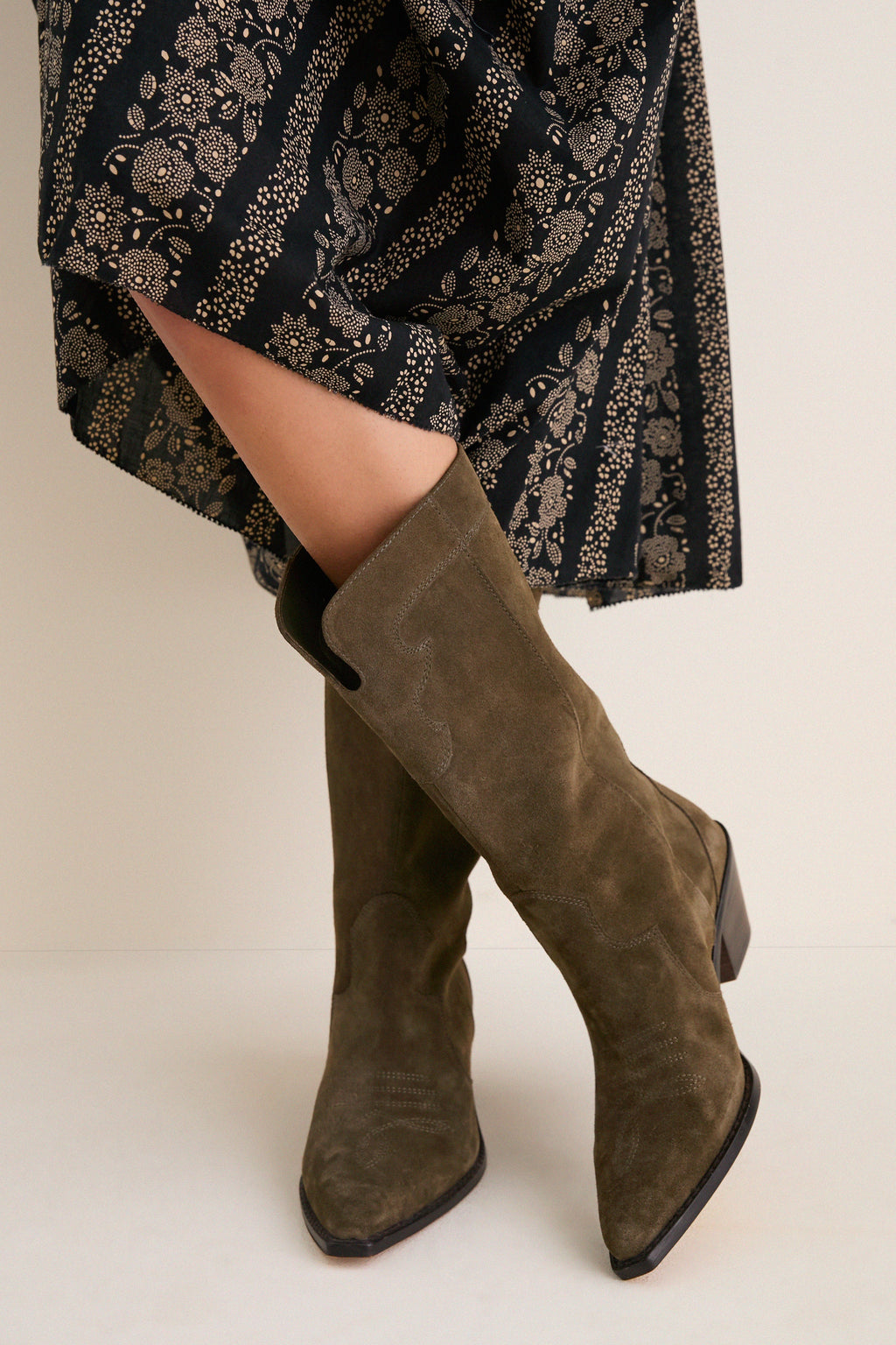 Dark Olive Suede Wilson Cowboy Boots