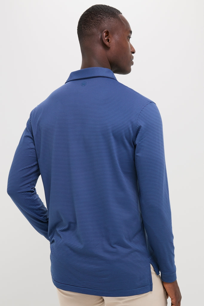 Navy Lyons Performance Jersey Long Sleeve Polo