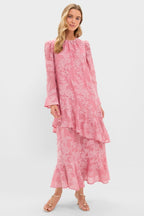 Pink Chiffon Floral Jacquard Sasha Dress