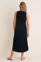 Navy Embroidered Bermuda Terrycloth Caftan