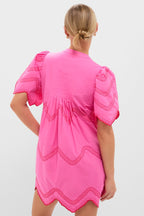 Hot Pink with Red Embroidery Weston Mini Dress