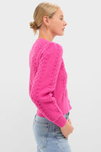 Hot Pink Embroidered Floral Frankie Cardigan