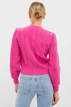Hot Pink Embroidered Floral Frankie Cardigan
