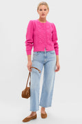 Hot Pink Embroidered Floral Frankie Cardigan