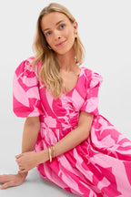 Pink Floral Short Sleeve Carson Maxi Dress