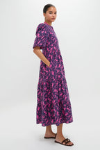 Navy & Fuchsia Floral Cisco Maxi Dress