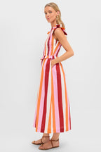 Orange, Pink & Crimson Stripe Smocked Sully Dress