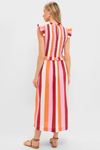 Orange, Pink & Crimson Stripe Smocked Sully Dress