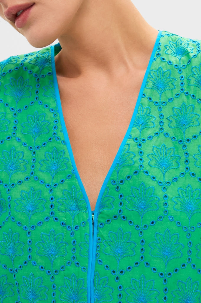 Seafoam Palm Eyelet Mini Arem Caftan