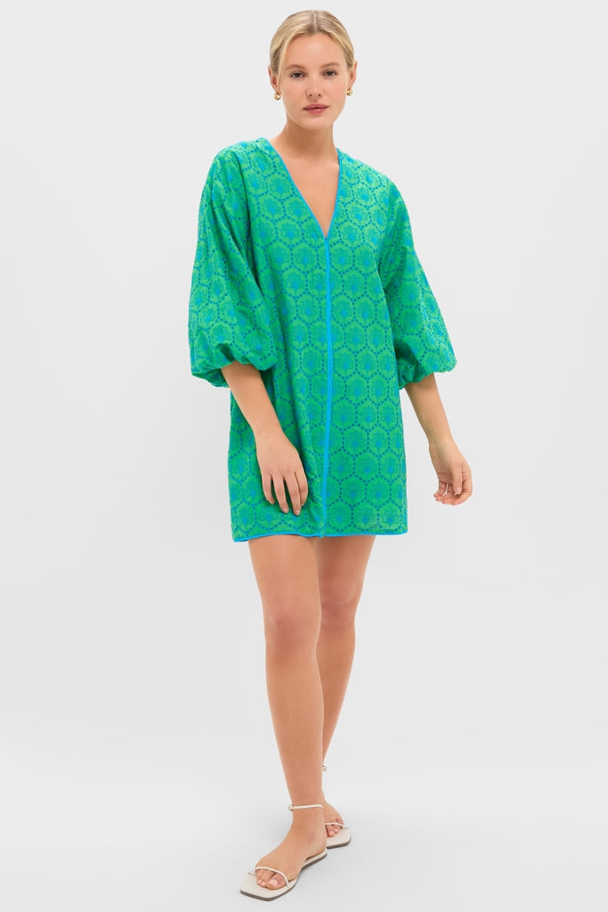 Seafoam Palm Eyelet Mini Arem Caftan
