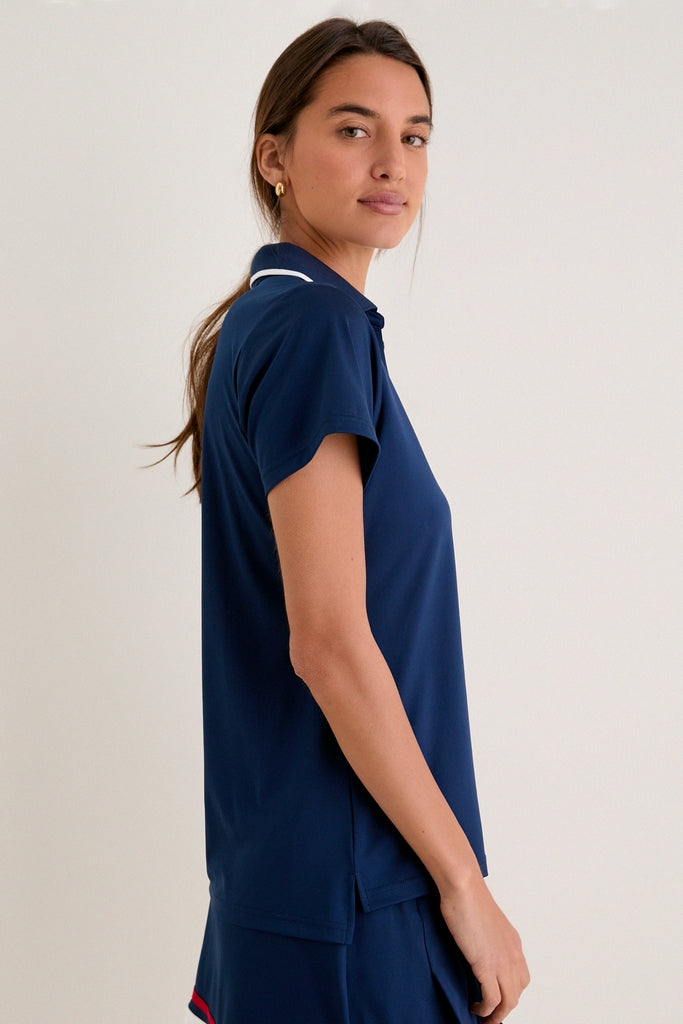 Navy Short Sleeve Performance Jersey Caroline Polo