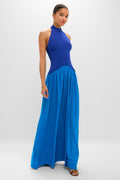 Cosmic Blue Soglio Halter Maxi Dress