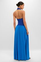 Cosmic Blue Soglio Halter Maxi Dress