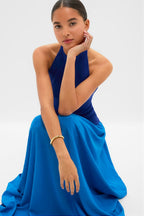 Cosmic Blue Soglio Halter Maxi Dress