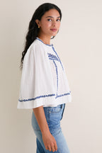 Ecru and Blue Juline Top