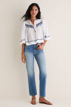 Ecru and Blue Juline Top