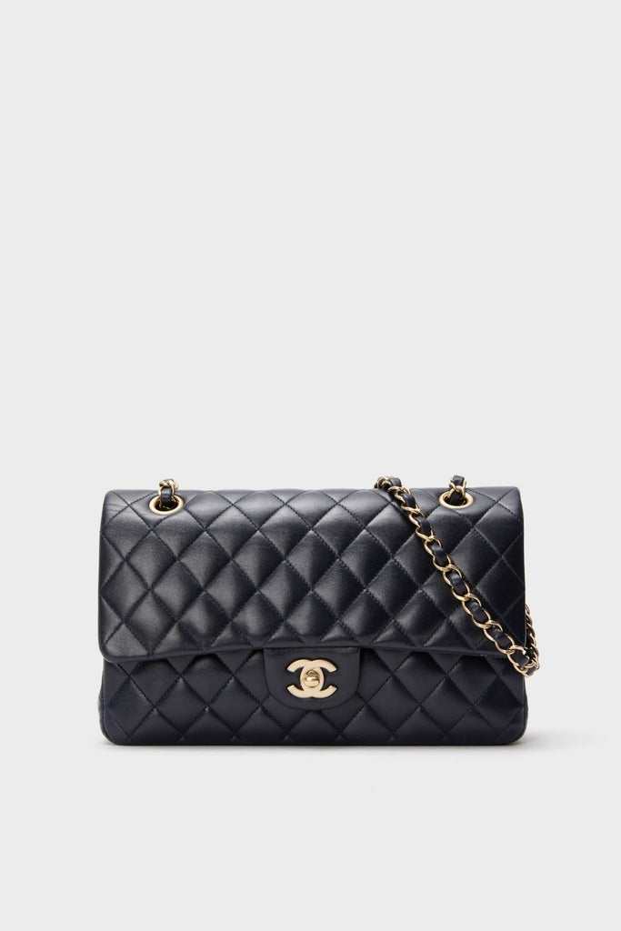 CHANEL Navy Blue Lambskin Double Flap