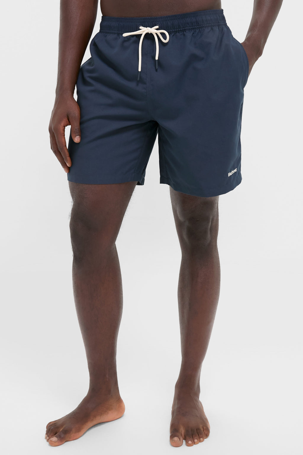 Navy Staple Logo 7 Inch Swim Shorts